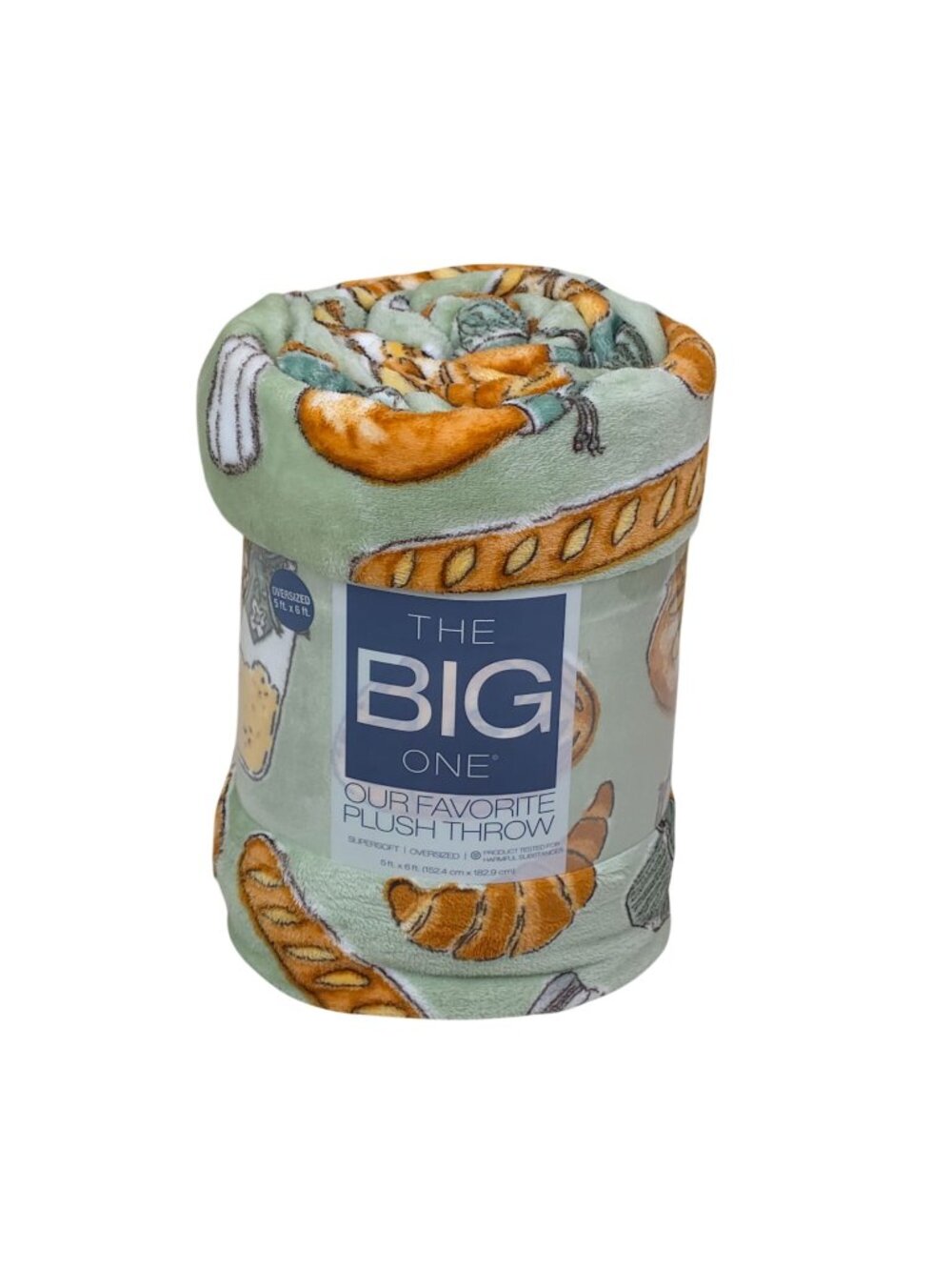 The Big One Oversized Plush Throw Blanket 5x6 Bread Print Supersoft Polyester